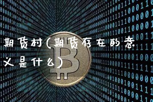 期货村(期货存在的意义是什么)_https://www.hbxfywj.com_基金知识_第1张